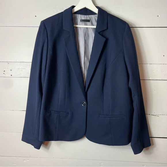 Lane Bryant One Button Jersey Knit Blazer in Navy Blue - Picture 1 of 6